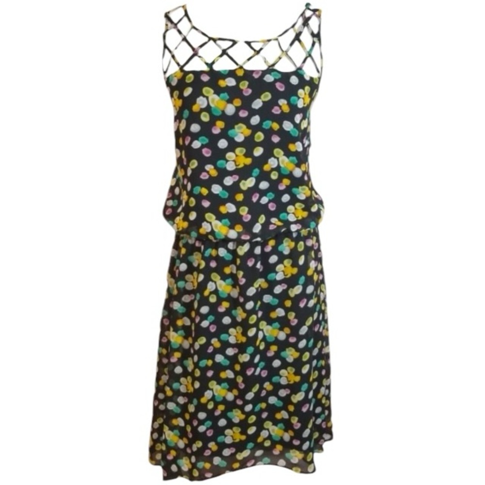 BISOU BISOU Parisian Inspired Colorful Lattice Sleeveless Midi Dress size 6